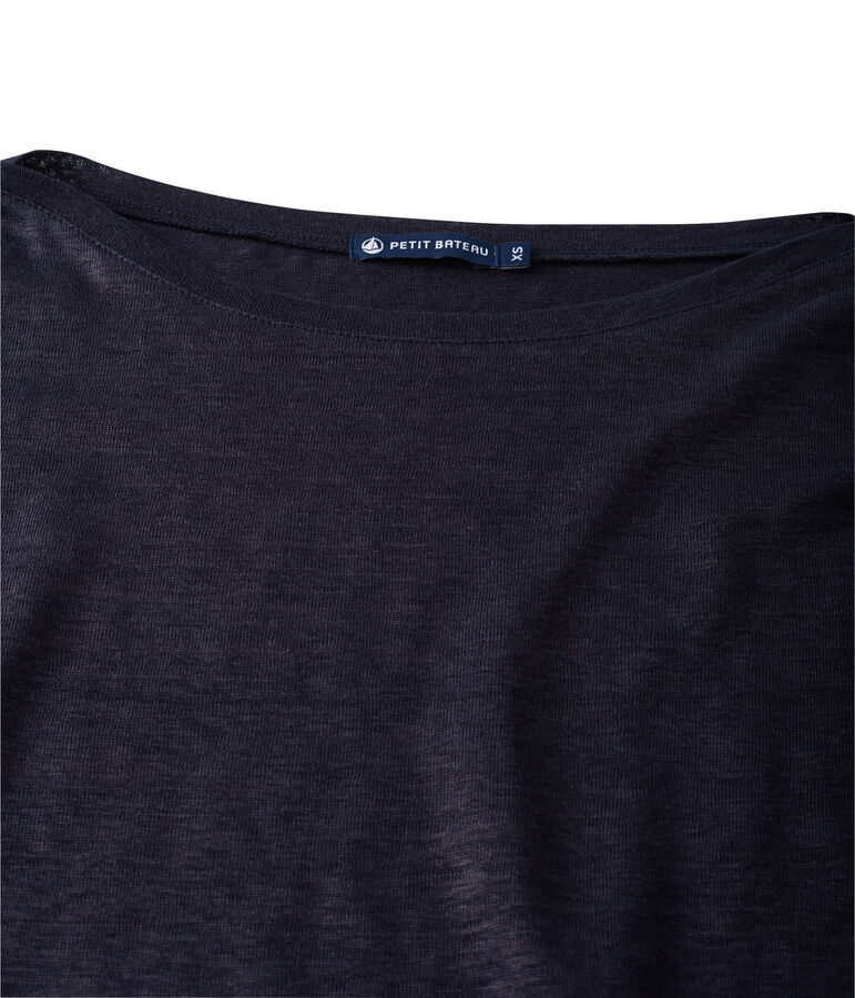 Damen-Langarmshirt aus beschichtetem Leinen blau/blau