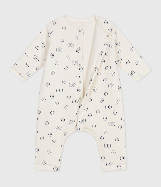 Wattierter Baby-Overall aus Baumwolle mit Pinguin-Motiv blau/blau