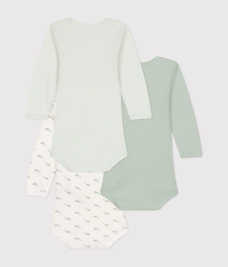 3er-Set lang&auml;rmelige Bodys aus Baumwolle mit kleinen Walen f&uuml;r Babys vielfarbig