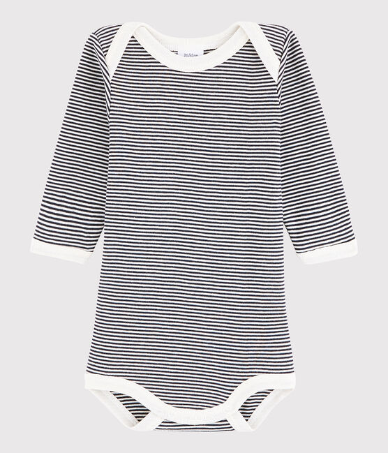 Langärmeliger Baby-Body Jungen blau SMOKING/beige COQUILLE