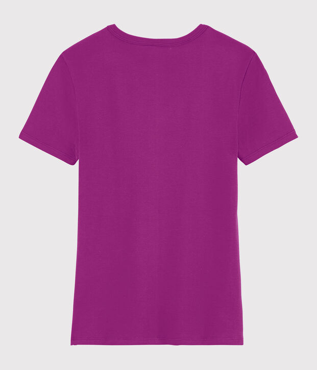 Damen-T-Shirt aus Baumwolle mit V-Ausschnitt violett