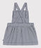 Baby-Latzhosenkleid aus gestreifter Baumwolle blau MEDIEVAL/weiss MARSHMALLOW