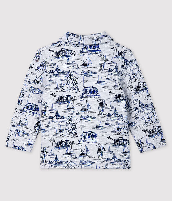 Baby-Sweatshirt aus Molton mit Muster für Jungen grau POUSSIERE/blau SMOKING