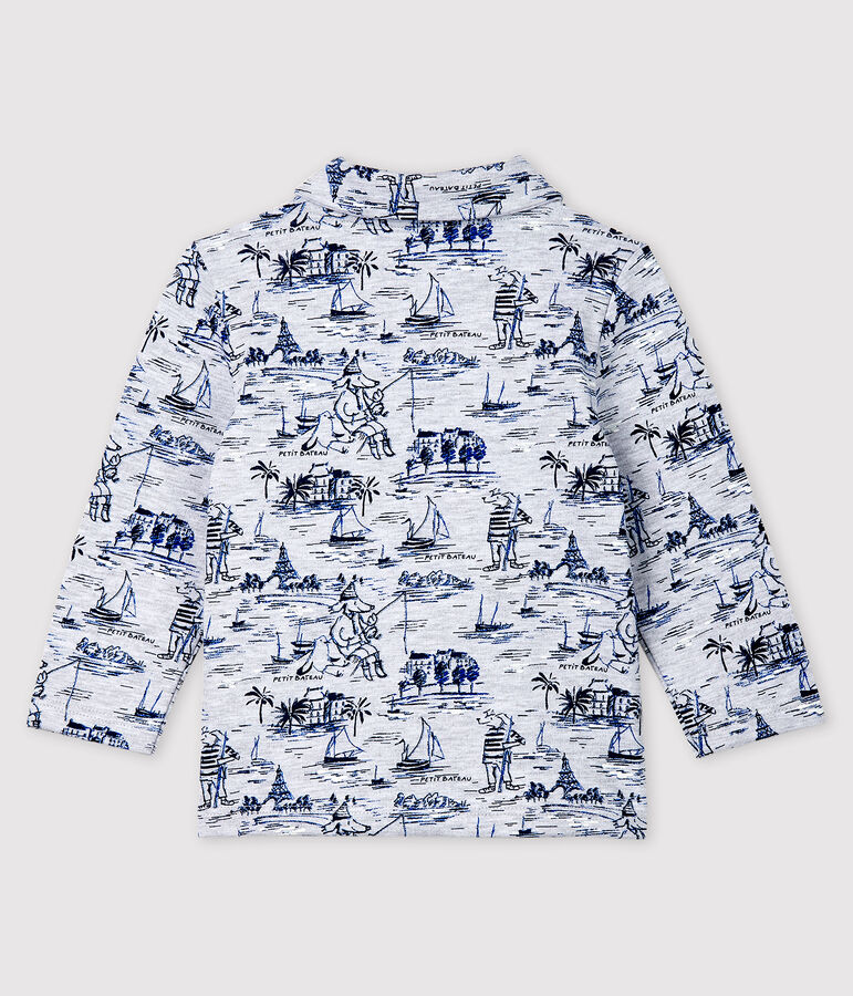 Baby-Sweatshirt aus Molton mit Muster f&uuml;r Jungen grau/blau