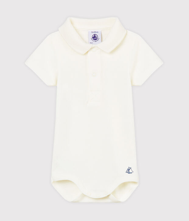 Baby-Body mit Polohemdkragen f&uuml;r Jungen weiss