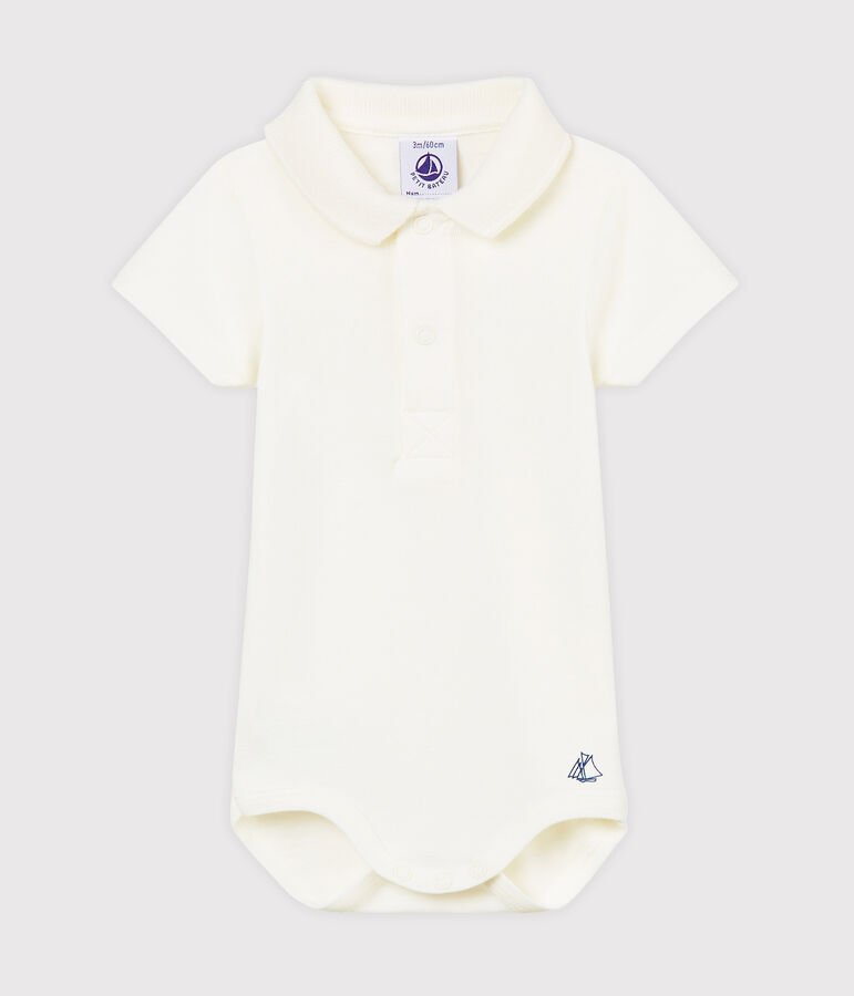 Baby-Body mit Polohemdkragen f&uuml;r Jungen weiss