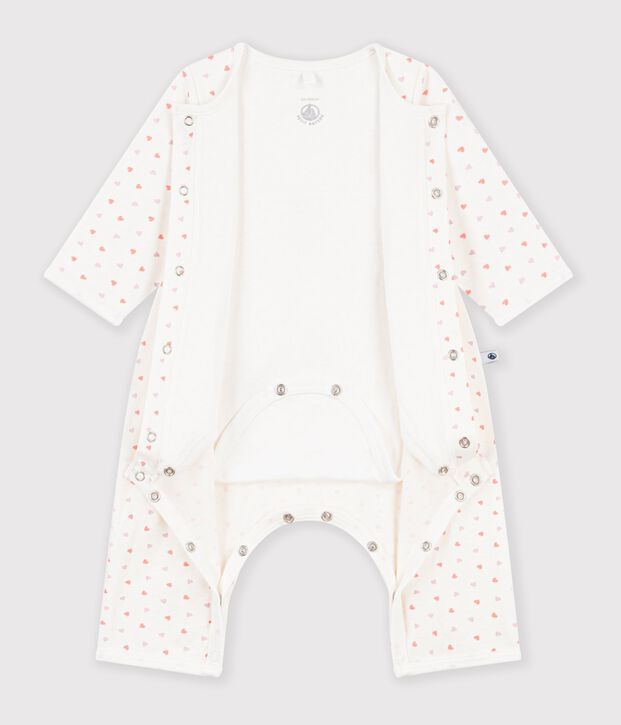 Baby-Bodyjama ohne F&uuml;&szlig;chen aus Baumwolle mit Blumenmotiv weiss/vielfarbig