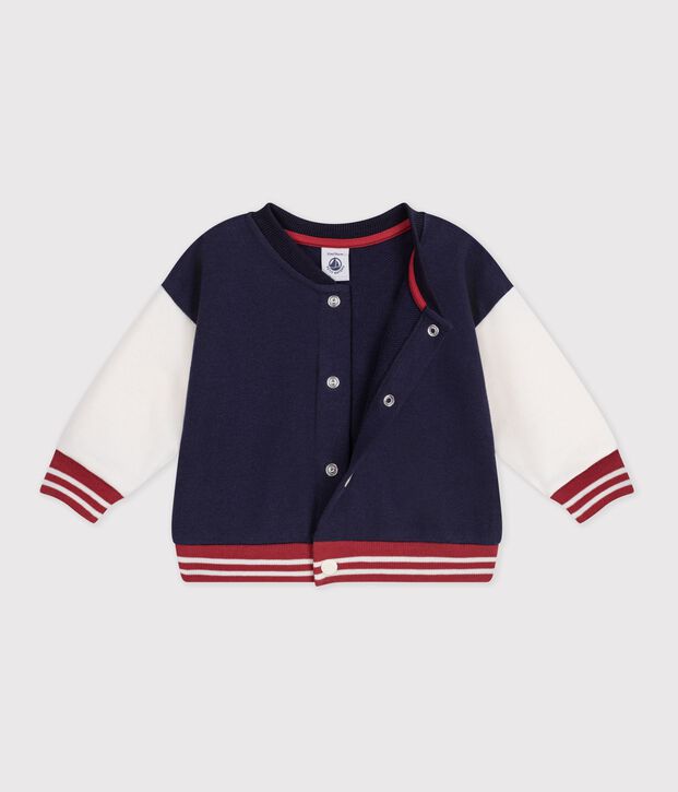 Zweifarbiger Baby-Teddy aus Baumwolle blau/naturfarben