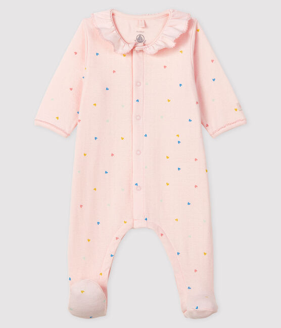 Rosa Baby-Strampler mit Herzchen rosa FLEUR/weiss MULTICO