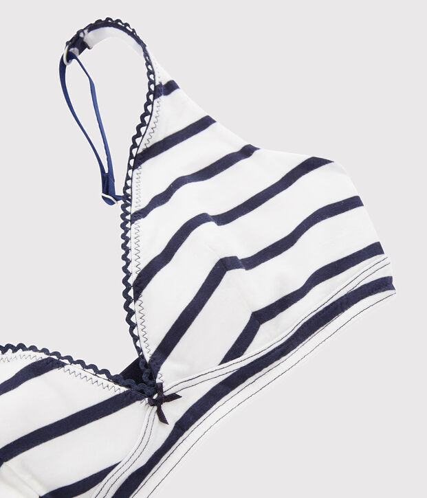 Gestreifter Damen-BH weiss/blau