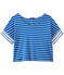 Überschnittenes Damen-T-Shirt mit Streifenmuster blau PERSE/weiss MARSHMALLOW
