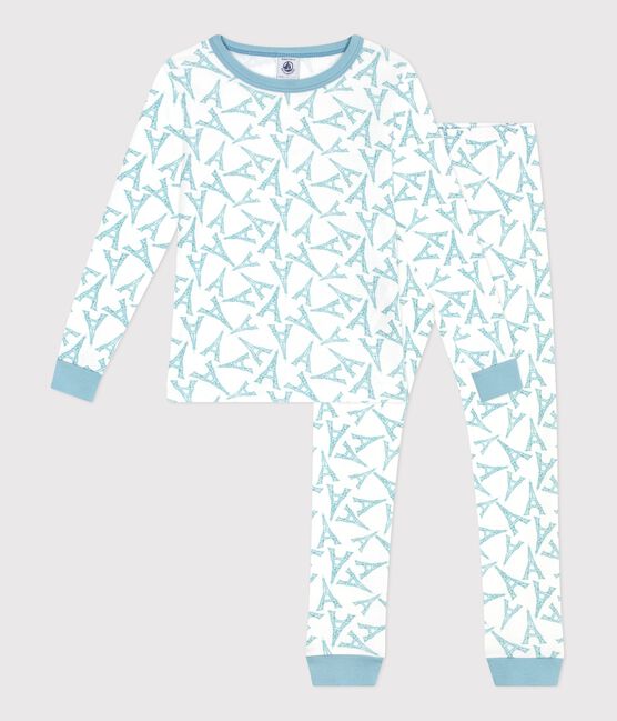 Eng anliegender Kinder-Pyjama aus Baumwolle mit Eiffelturm-Motiv MARSHMALLOW/ MIMI/ MULTICO