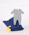 Strampler mit Kragen aus bedrucktem Nicki weiss MARSHMALLOW/blau SMOKING