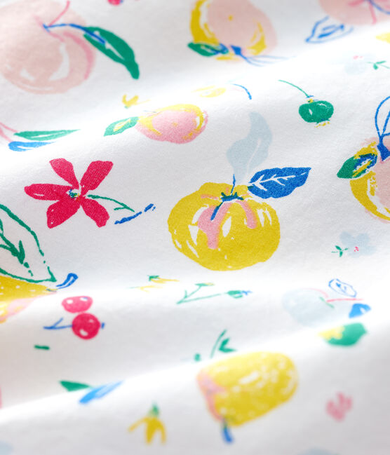 Kurzärmelige Baby-Bluse für Mädchen aus Popeline weiss MARSHMALLOW/weiss MULTICO
