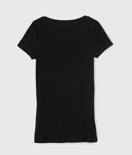 Eng anliegendes T-Shirt mit V-Ausschnitt aus Baumwolle für Damen schwarz NOIR