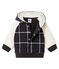 Kariertes Baby-Strick-Kapuzensweatshirt für Jungen mit Sherpa in Schaffelloptik. schwarz CITY/weiss MULTICO CN