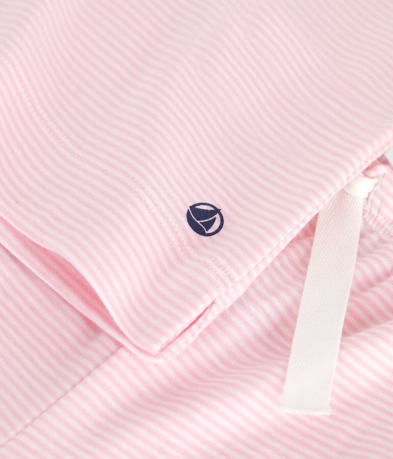 Kurz&auml;rmeliger Kinder-Pyjama aus Baumwolle mit weiten Beinen und Streifen rosa/weiss