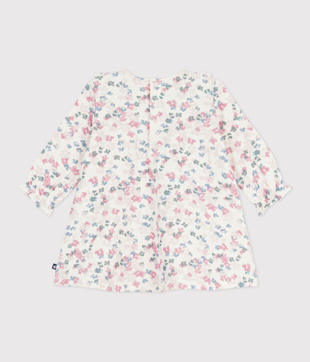 Lang&auml;rmeliges Baby-Kleid aus Baumwolle mit Blumenmuster naturfarben/vielfarbig