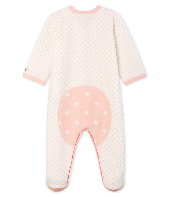 Baby-Strampler aus Nicki für Mädchen weiss MARSHMALLOW/rosa MINOIS