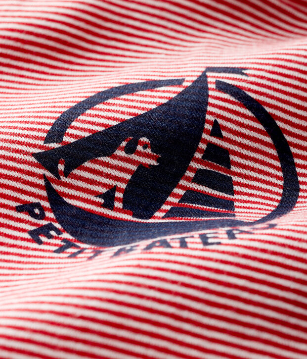 Lang&auml;rmeliger Baby-Body mit Rollkragen rot/weiss