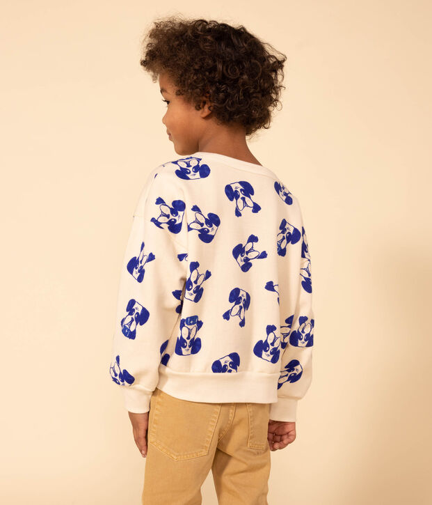 Sweatshirt mit Printmotiv aus Molton naturfarben/blau