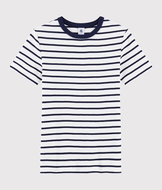 Damen-T-Shirt mit Rundhalsausschnitt weiss MARSHMALLOW/blau SMOKING