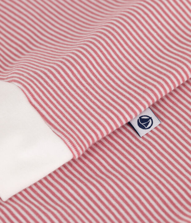 Damen-Pyjama aus Baumwolle mit Streifen rosa/weiss