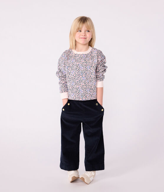 Kinder-Sweatshirt aus bedruckter Baumwolle rosa JOLI/weiss MULTICO