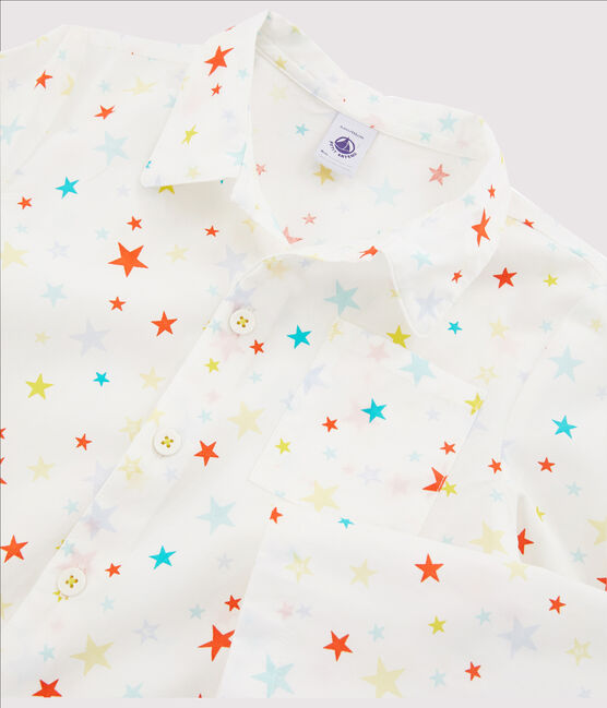 Kinderpyjama aus Twill für Jungen weiss MARSHMALLOW/weiss MULTICO