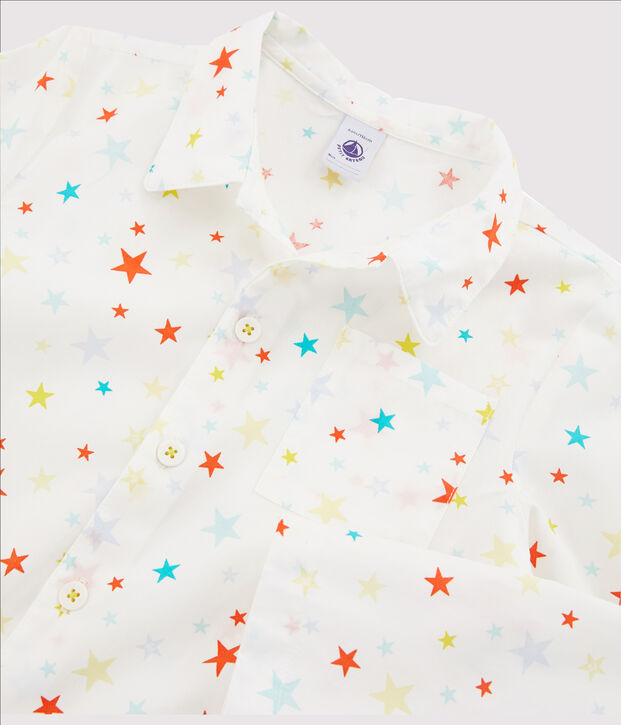 Kinderpyjama aus Twill f&uuml;r Jungen weiss/vielfarbig