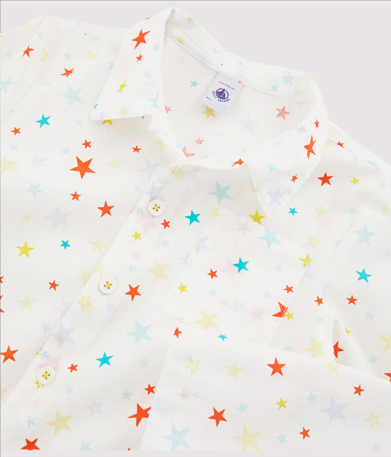 Kinderpyjama aus Twill f&uuml;r Jungen weiss/vielfarbig