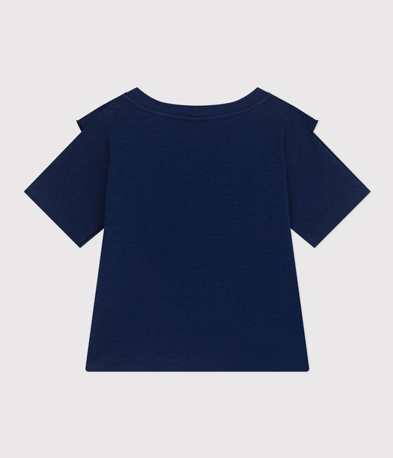Mädchen-T-Shirt aus geflammtem Jersey blau MEDIEVAL