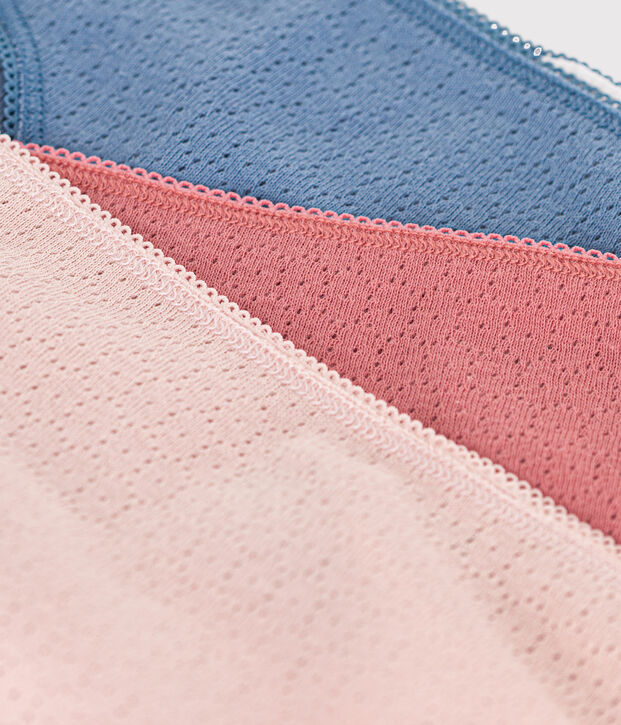 3er-Set Damen-Slips aus Baumwolle mit Lochstickerei vielfarbig