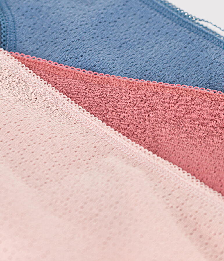 3er-Set Damen-Slips aus Baumwolle mit Lochstickerei vielfarbig