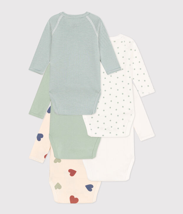 5er-Set lang&auml;rmelige Baby-Bodys aus Baumwolle vielfarbig