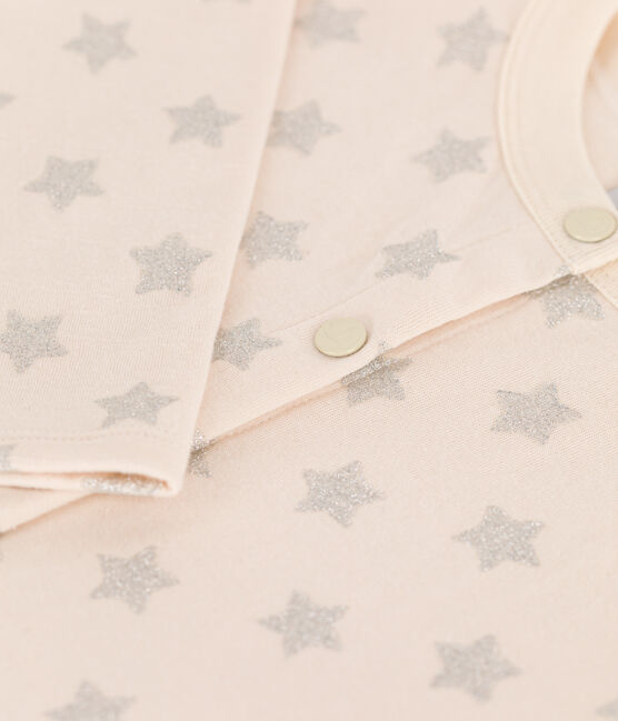 Kinder-Cardigan aus Doppeljersey mit Aufdruck für Mädchen beige AVALANCHE/ ARGENT