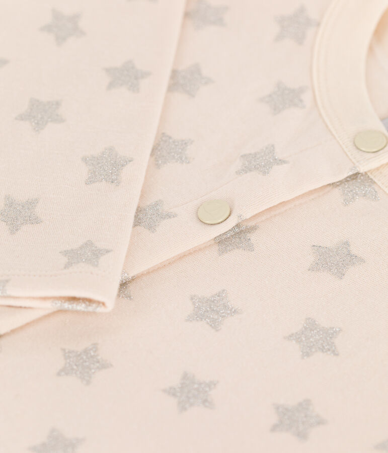 Kinder-Cardigan aus Doppeljersey mit Aufdruck f&uuml;r M&auml;dchen naturfarben/grau