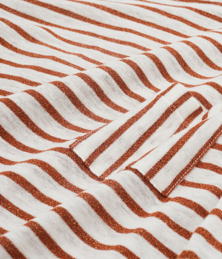 Langarm-leinen-t-shirt damen weiss/rosa