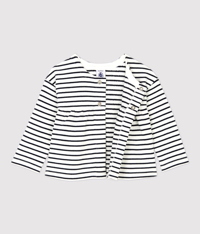 Baby-Cardigan aus Molton weiss MARSHMALLOW/blau SMOKING