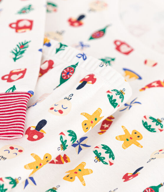 Pyjama aus Baumwolle mit Weihnachtsmotiven weiss MARSHMALLOW/weiss MULTICO