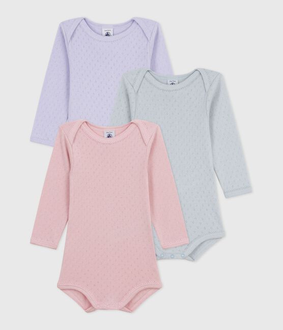 Set langärmeliger Baby-Bodys aus Baumwolle mit Lochstickerei variante 1
