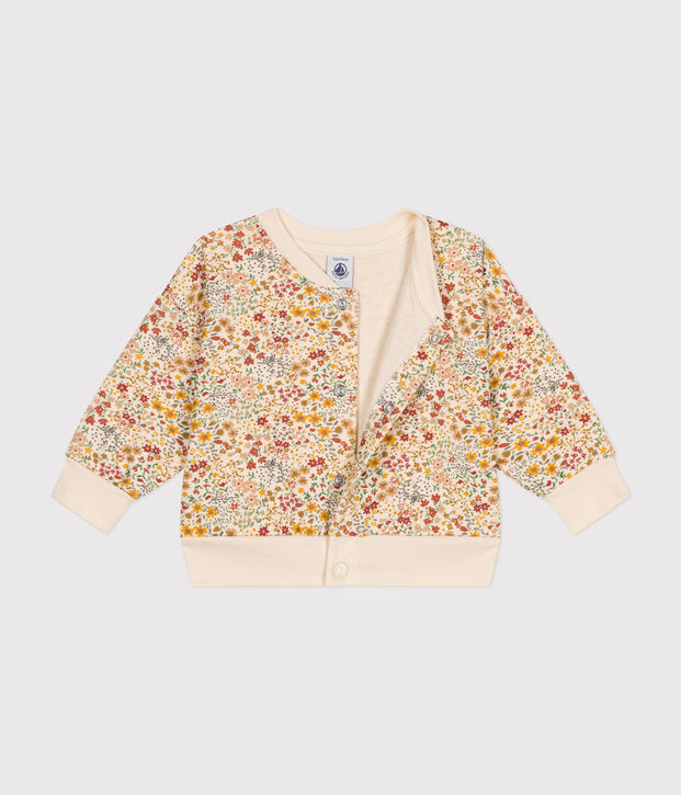 Baby-Cardigan aus gestepptem Doppeljersey naturfarben/vielfarbig