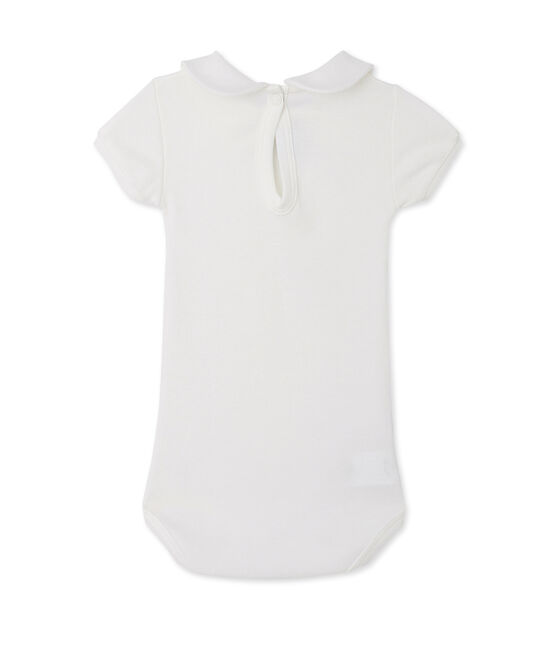 Baby-Mädchen-Body mit Kragen weiss Lait