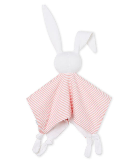 Baby-Kuschelhäschen aus Rippstrick rosa CHARME/weiss MARSHMALLOW