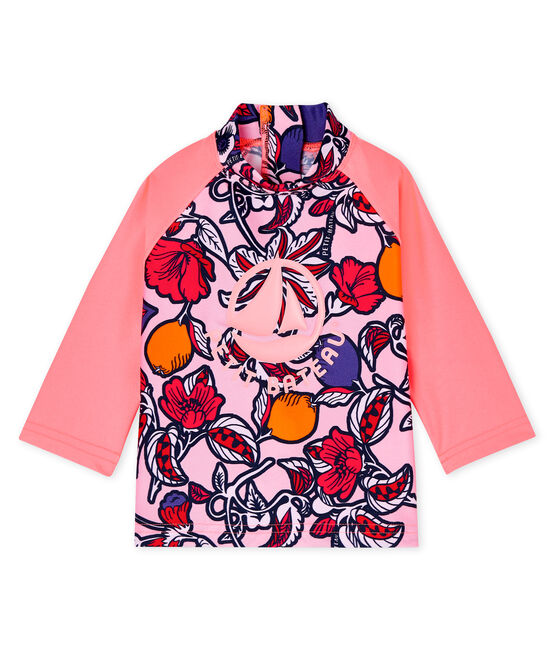 Umweltfreundliches Anti-UV-T-Shirt mit LSF 50+ Baby Mädchen rosa MERVEILLE/weiss MULTICO