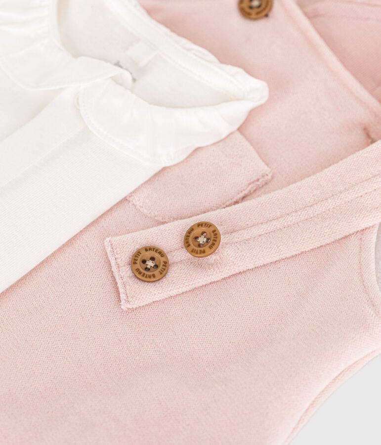 Baby Set, Latzhose aus Samt und body rosa
