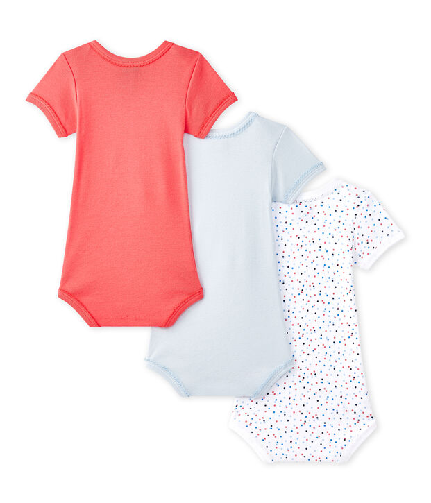 Kurz&auml;rmelige Baby-M&auml;dchen-Bodys im 3er-Set weiss