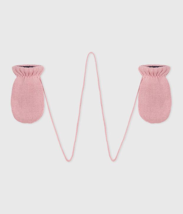 Baby-F&auml;ustlinge aus Strick mit Fleece-Futter rosa