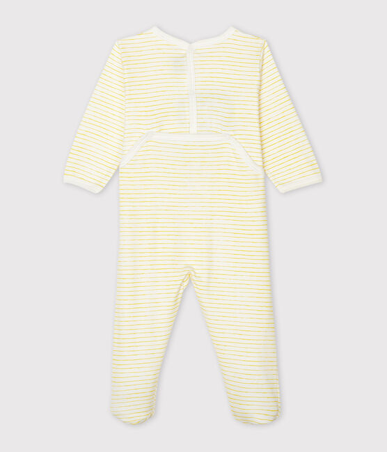Baby-Strampler aus Rippstrick weiss MARSHMALLOW/gelb SHINE