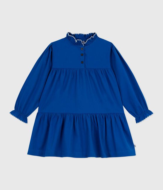 Langärmeliges Kinder-Kleid aus einfarbiger Baumwolle OLYMPIC